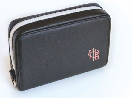 Gamma Phi Beta Insulated Cosmetic Clutch Black with Blush Insignia